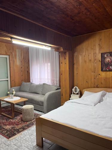 a living room with a bed and a couch at Kuća za odmor Sremac in Apatin