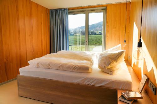Postel nebo postele na pokoji v ubytování Ferienhaus Weitsicht