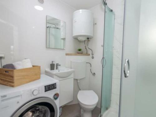 een badkamer met toilet en wasmachine bij Prima Natura, Imotski in Kutleše