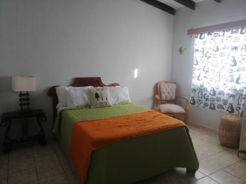 Ένα ή περισσότερα κρεβάτια σε δωμάτιο στο The House of the Hummingbird in El Porvenir, Siguatepeque