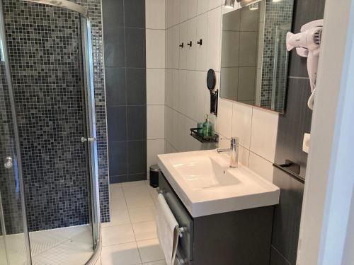 Domaine de la Brugaye Mimosa في Saint-Cézaire-sur-Siagne: حمام مع حوض ودش