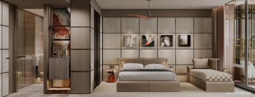 a bedroom with a bed and a chair at Voyage Kundu in Antalya