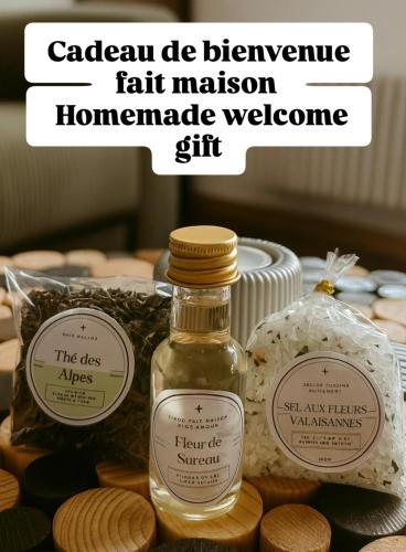 a bottle of cedar de blivenne fair mission homeware welcome gift at Studio au Cœur des Sommets in Crans-Montana