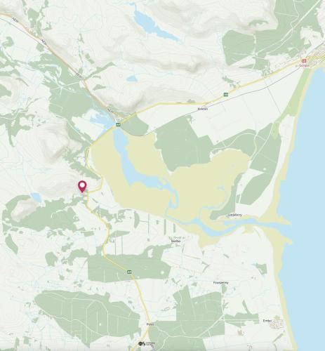 a map with a marker on it at Strathview Lodge B&B in Dornoch