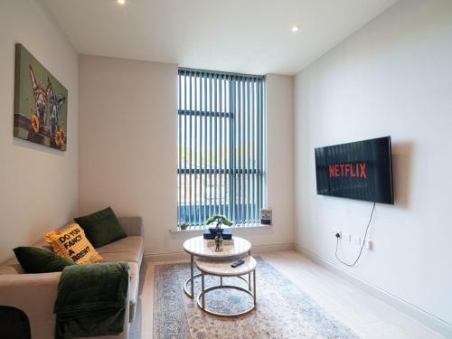 TV a/nebo společenská místnost v ubytování Luxury 1-Bed Apartment in Leeds City Centre