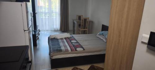 a bedroom with a bed and a door to a room at Studio 6-2 Hristo Stanechev 2- Dental University in Bŭnzareto