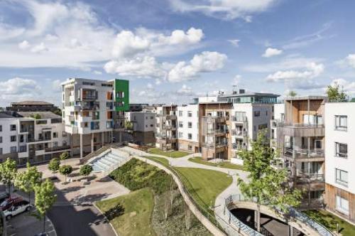 an aerial view of a city with tall buildings at The Luxurious Semi-Circle in Cambridge