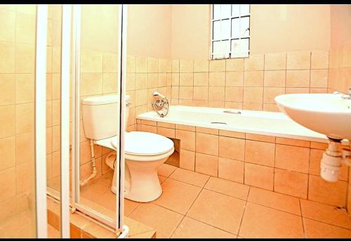 a bathroom with a toilet and a sink at M Gold Apartments in Pretoria