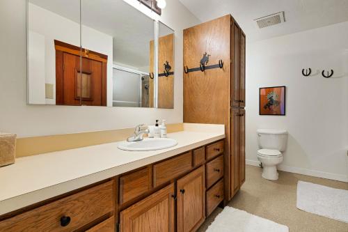 a bathroom with a sink and a toilet at Glacier D in Teton Village