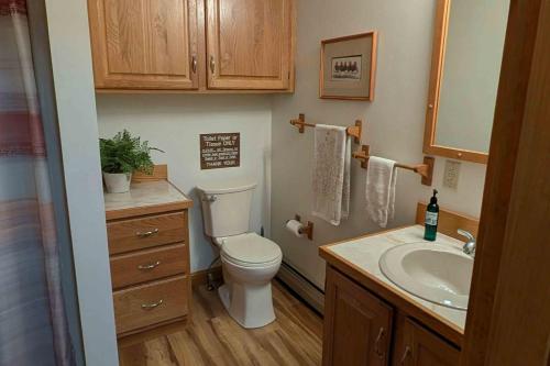 a small bathroom with a toilet and a sink at High View in Dyer Cove
