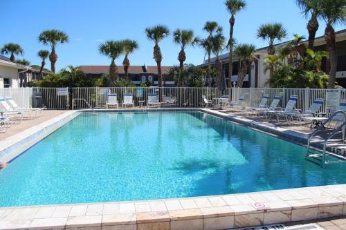 una grande piscina con sedie e palme di Blue Paradise a Englewood