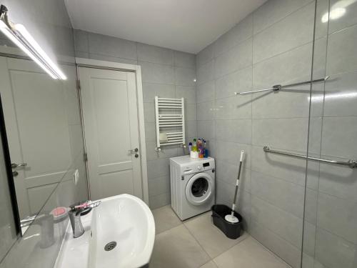 Ch'k'valeriにあるSofis Apartmentの洗濯機と洗面台を備えたバスルーム