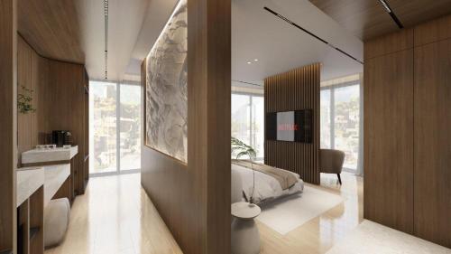 Koupelna v ubytování Monarc Hotel