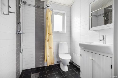 a bathroom with a toilet and a sink at First Camp Vadstena - Vättern in Vadstena
