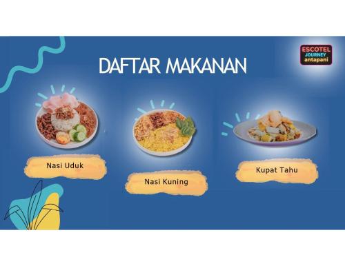 a plate of food with different types of food at Escotel Journey Hotel Antapani in Bandung