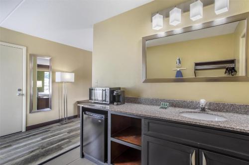 a bathroom with a sink and a mirror at Best Western Plaza Inn in Pigeon Forge