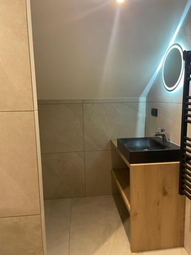 a bathroom with a sink and a mirror at Duplex Haut de Gamme neuf - 10 personnes - App 004 in Saint-Sorlin-dʼArves