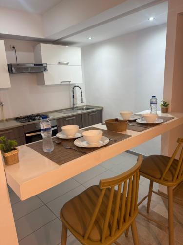 Kuchyň nebo kuchyňský kout v ubytování Jardin de Carthage