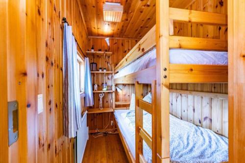 a couple of bunk beds in a wooden cabin at VAR799-Torsby-Bada-125-a in Klätten