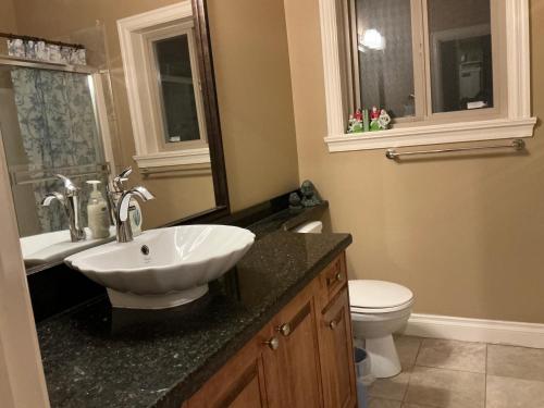 a bathroom with a sink and a toilet at Barry and Elaine in Abbotsford
