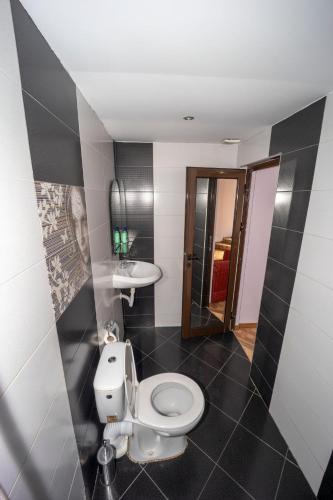 a bathroom with a toilet and a sink at Banya Guest Rooms 23 in Banya