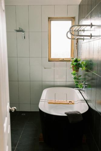 a bathroom with a bath tub and a window at Kings at Tower Hill in Illowa