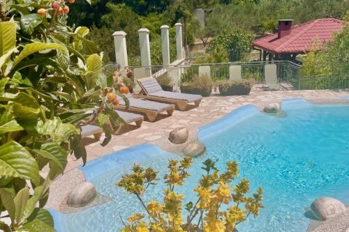 a swimming pool in the middle of a yard at Villa Last Chance, Brač in Povlja