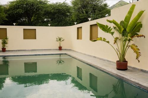 a swimming pool in a house with a plant at Kesar Villa By DSR Group in Bedla
