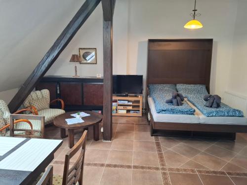 Postel nebo postele na pokoji v ubytování Apartmán Coralina