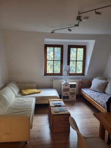 Postel nebo postele na pokoji v ubytování Bergglück