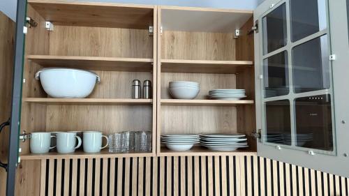 Kuchyň nebo kuchyňský kout v ubytování Meyben Apartment Mannheim Küche, TV, Waschmachine