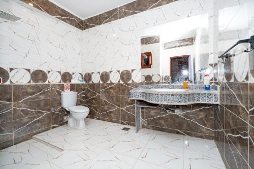 a bathroom with a sink and a toilet at Gentians Freedom House in Luxor