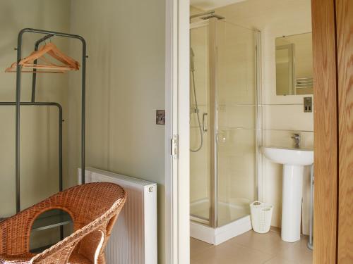 ein Badezimmer mit Dusche und Waschbecken in der Unterkunft Pines Cottage - Uk42110 in St Margarets at Cliff
