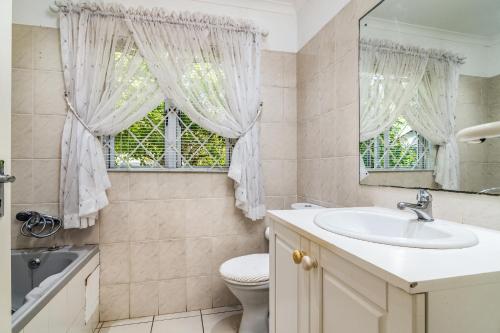 a bathroom with a sink and a toilet and a window at Jacqueline Drive 51 in Ballito