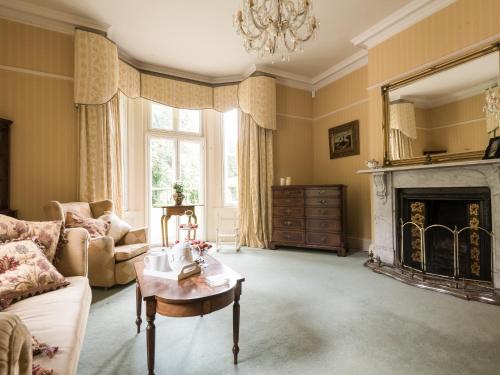 Wainfleet All SaintsにあるNortholme Hallのリビングルーム(暖炉、シャンデリア付)