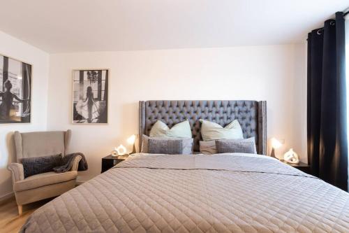 Ένα ή περισσότερα κρεβάτια σε δωμάτιο στο Apartment close to nature with balcony view