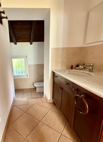 a bathroom with a sink and a toilet at Villetta Emi FREE BIKE in Padova