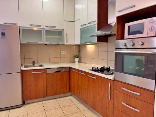 Kuchyň nebo kuchyňský kout v ubytování Metropoint Apartment Sarajevo