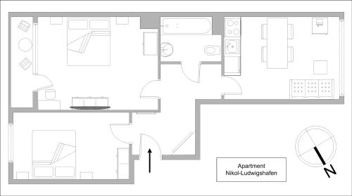 Apartments Nikol - Ludwigshafenの見取り図または間取り図