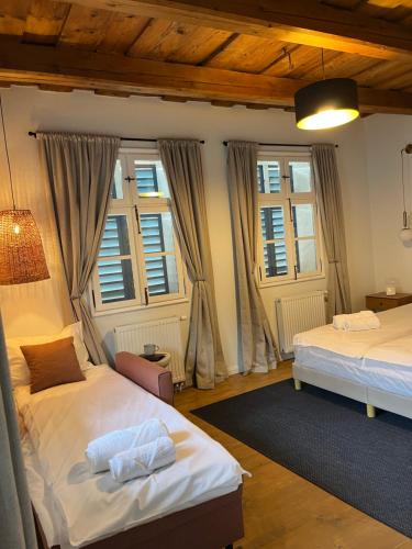 Ένα ή περισσότερα κρεβάτια σε δωμάτιο στο Gabri Guesthouse Transylvania