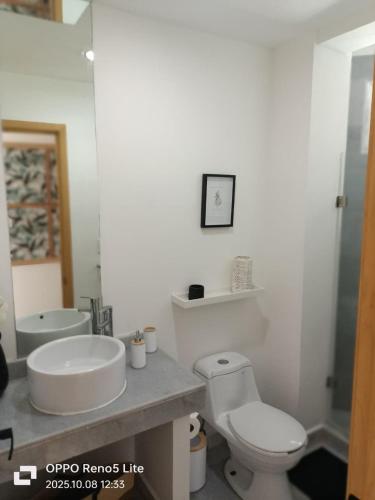 a bathroom with a white toilet and a sink at Condominios Acqua, Nuevo Vallarta in Nuevo Vallarta