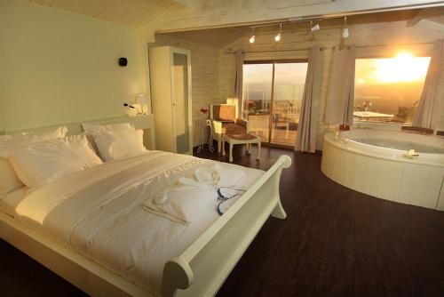 Ένα ή περισσότερα κρεβάτια σε δωμάτιο στο נופי גמלא - 2 סוויטות מדהימות ונעימות לזוגות במעלה גמלא