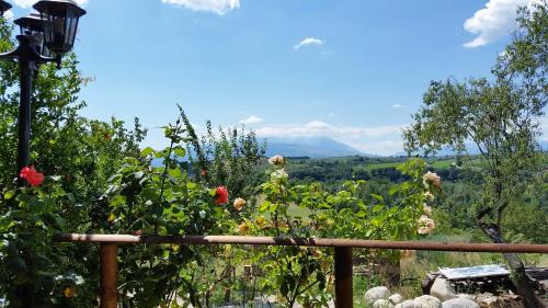 a view of a garden with flowers on a fence at Casale del Sole in Cepagatti