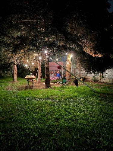 a person is playing in a park at night at Gemütliche 2,5 Zimmer Wohnung in Grenzach-Wyhlen