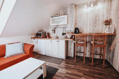 Kuchyň nebo kuchyňský kout v ubytování Apartmány v ráji (Českém)