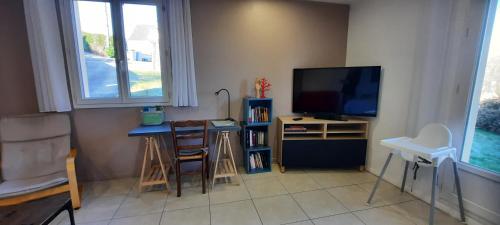 TV a/nebo společenská místnost v ubytování Appart' Le 16, 2 chambres, 7 personnes, tout confort, avec terrain