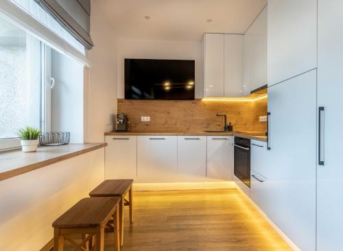 Kuchyň nebo kuchyňský kout v ubytování V93 Apartments