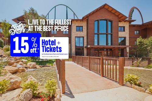 a house for sale with a sign in front of it at PortAventura Hotel Gold River - Includes unlimited access to PortAventura Park & 1 access to Ferrari Land in Salou