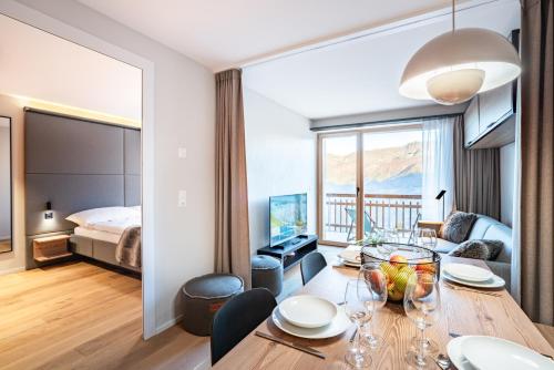 Postel nebo postele na pokoji v ubytování SWISSPEAK Resorts Thyon 4 Vallées