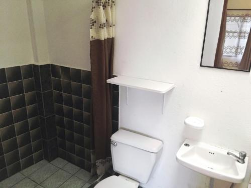 a bathroom with a toilet and a sink at Casa Kibi Kibi in San José